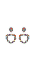 silver/no size/ Camille La Vie/Iridescent Double Rhinestone Duster Earrings /front