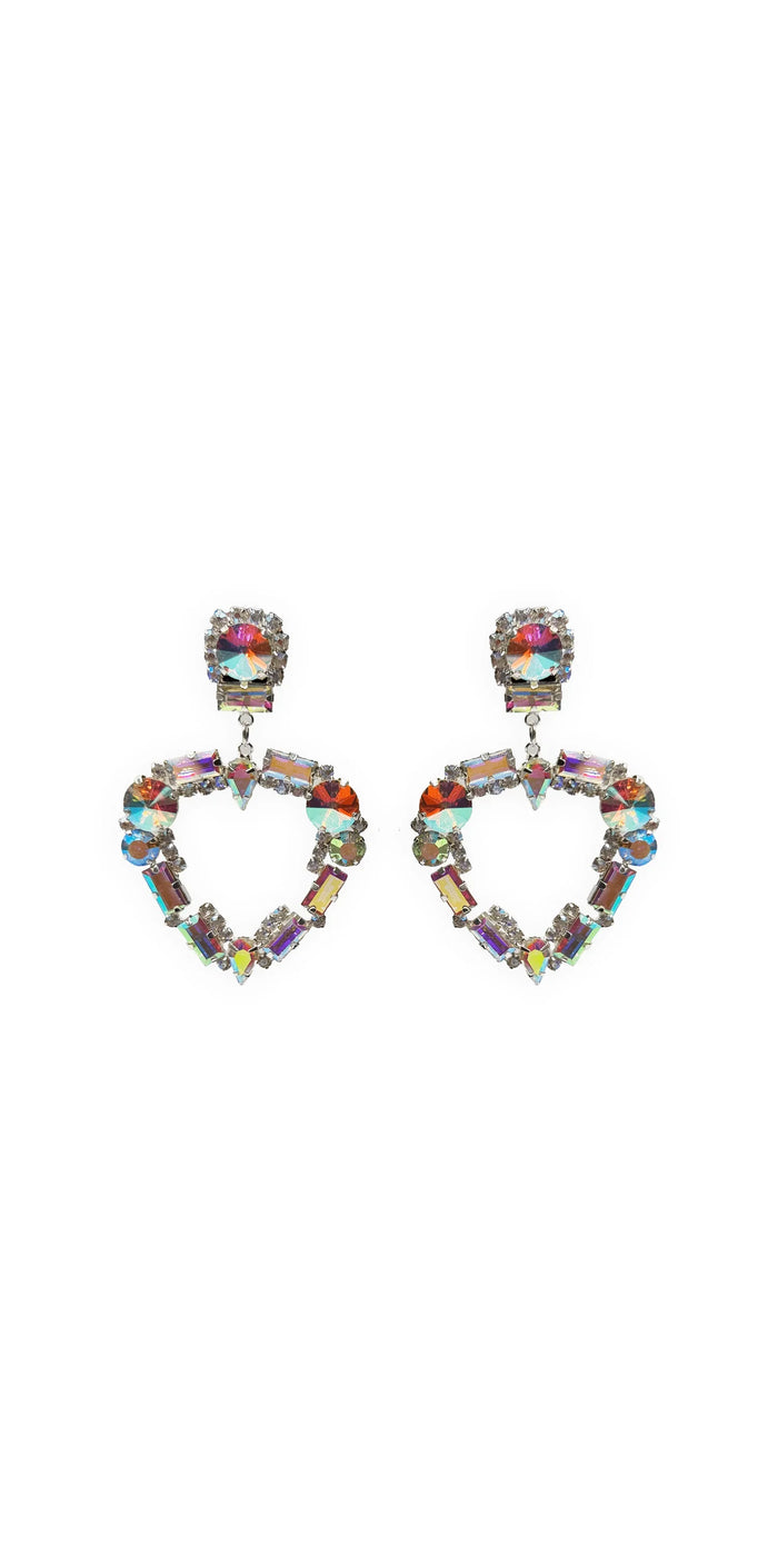 silver/no size/ Camille La Vie/Iridescent Double Rhinestone Duster Earrings /front