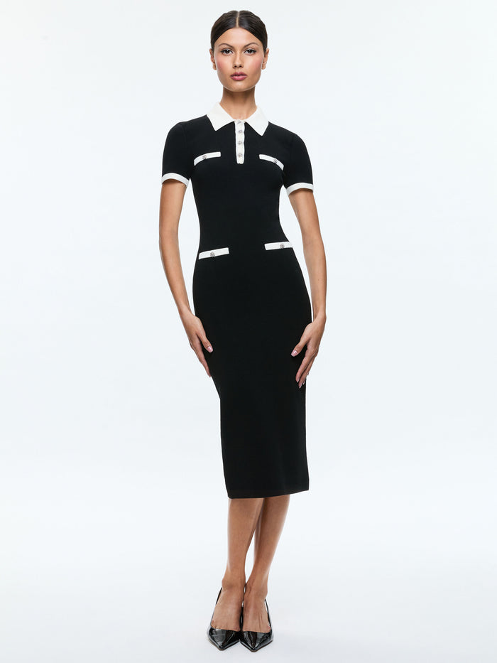 IRIS MIDI SWEATER DRESS - BLACK/SOFT WHITE