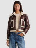 ISAIAH FAUX SHEARLING JACKET - DARK CHOCOLATE/CREAM