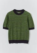 Jacquard Knitted Cotton Top | Green Multi