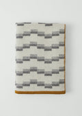 Jacquard Stepped Stripe Wool Blanket | Ecru/Charcoal