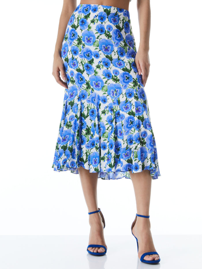 JACQUELINE MIDI GODET SKIRT - PERFECT PANSY