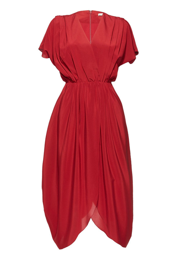JAIMEE DRAPED PLTD MDLTH DRS - BORDEAUX
