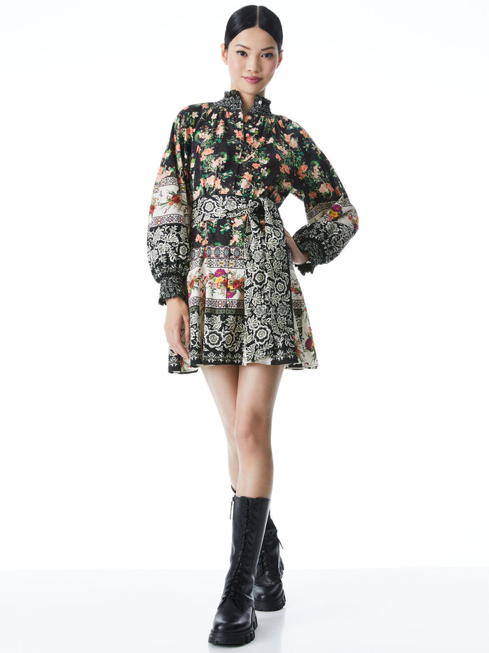 JANIS FLORAL MOCK NECK MINI DRESS - DREAM CASTLE