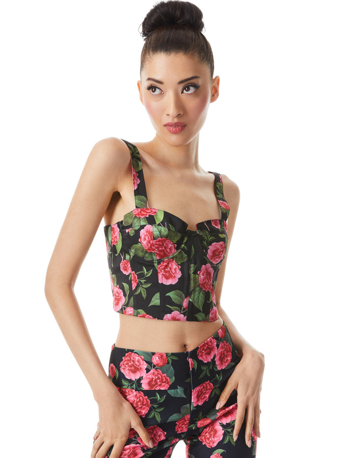 JEANNA BUSTIER SMOCKED BACK CROP TOP - CHERI FLORAL