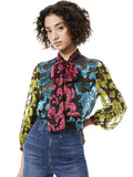 JEANNIE BOW COLLAR BUTTON DOWN - SHOW ME LOVE SM ATLANTIS/COMBO