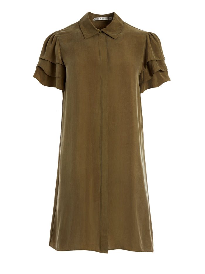 JEM SHORT SLEEVE MINI DRESS - OLIVE
