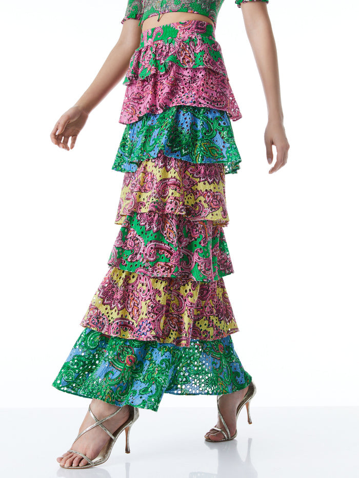 JIA TIERED RUFFLE SKIRT - MULTI