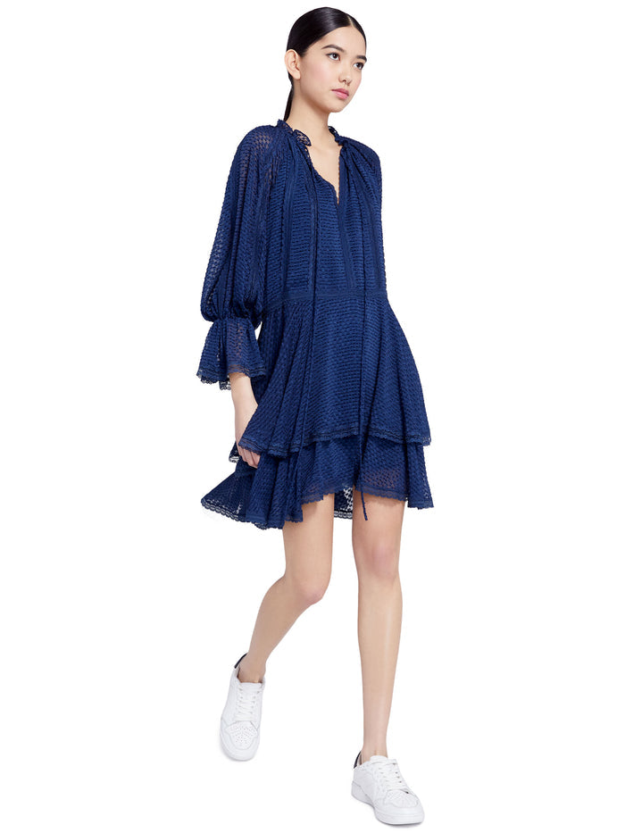JOANNE HANDKERCHIEF MINI DRESS - SAPPHIRE
