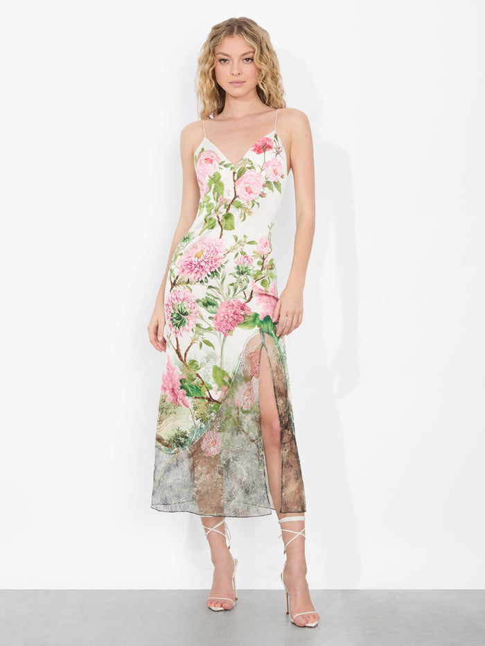 JULIETTA CUTAWAY LACE SLIP DRESS - ROSE WHISPER