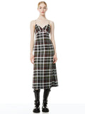 JULIETTA PLAID MIDI SLIP DRESS - FREEDOM PLAID BLACK/CHARCOAL
