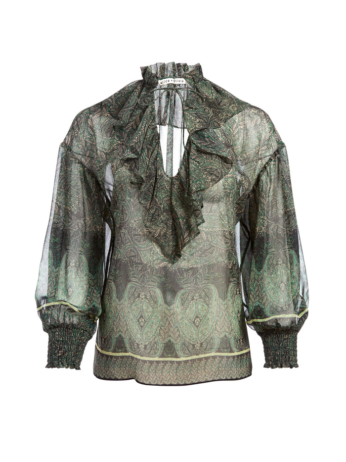 JULIUS RUFFLE NECK TOP - BOHEMIA MULTI