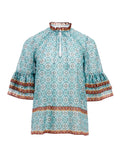 JULIUS RUFFLE SLEEVE TUNIC TOP - CHARISMA MULTI