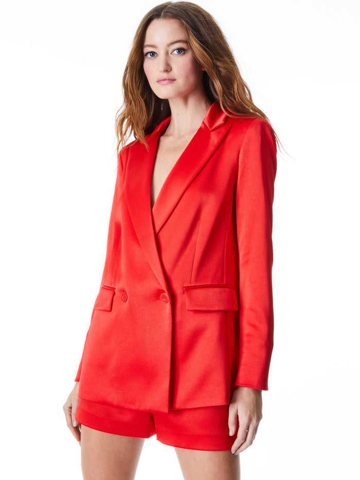 JUSTIN BUTTON FRONT BLAZER - BRIGHT POPPY
