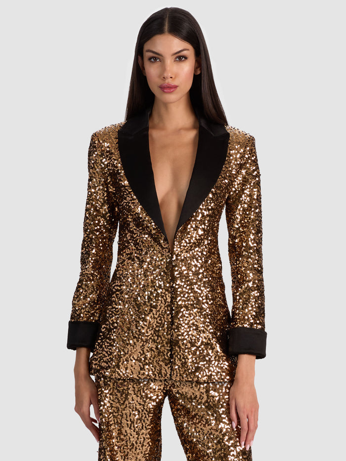 JUSTIN SEQUIN BLAZER - GOLD/BLACK