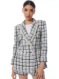 JUSTIN TWEED EMBELLISHED BLAZER - BLACK/OFF WHITE