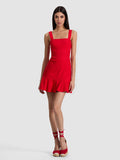 KAIDRA LINEN MINI DRESS - BRIGHT RUBY