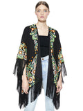 KAMALA EMBROIDERED PONCHO - BLACK/MULTI