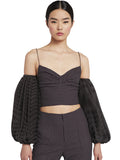 KAMILA POLKA DOT CROP TOP - MINI DOT BLACK