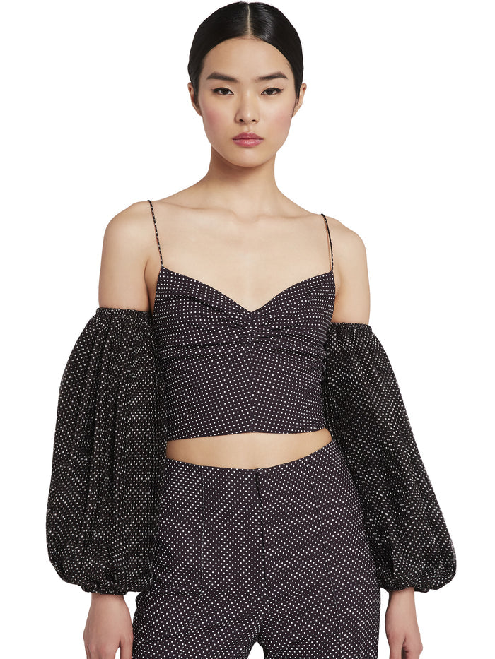 KAMILA POLKA DOT CROP TOP - MINI DOT BLACK