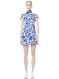 KARISSE MOCK NECK MINI DRESS - ROMAN HOLIDAY BLUE EYES
