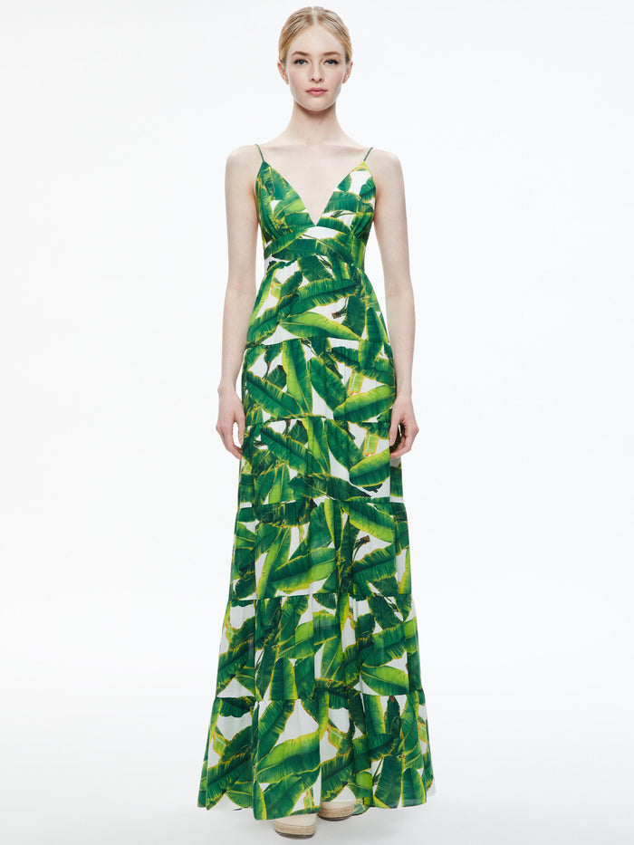 KAROLINA TIE BACK MAXI DRESS - SUN PALM OFF WHITE