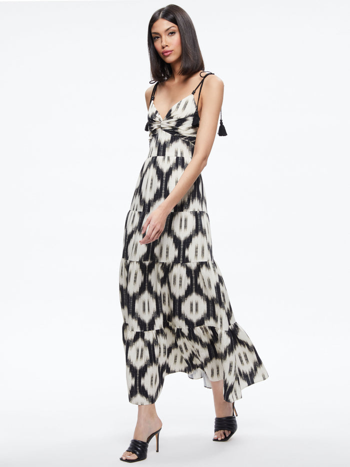 KATARA TWIST TOP TIERED MAXI DRESS - CLASSIC IKAT