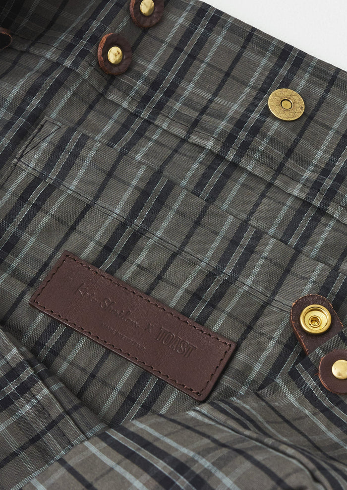 Kate Sheridan Waxed Cotton Check Tote | Olive/Charcoal