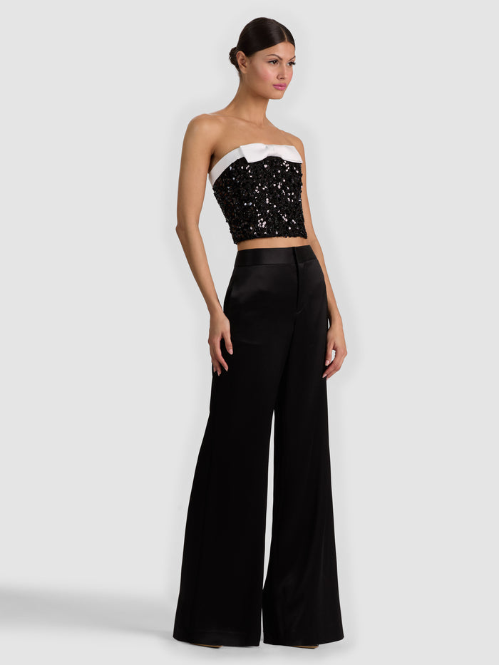 KATYA EMBELLISHED BOW TOP - BLACK/OFF WHITE