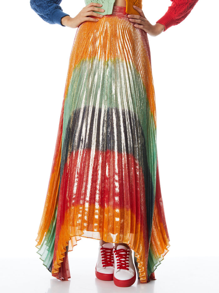 KATZ PLEATED MAXI SKIRT - RAVE DIP DYE