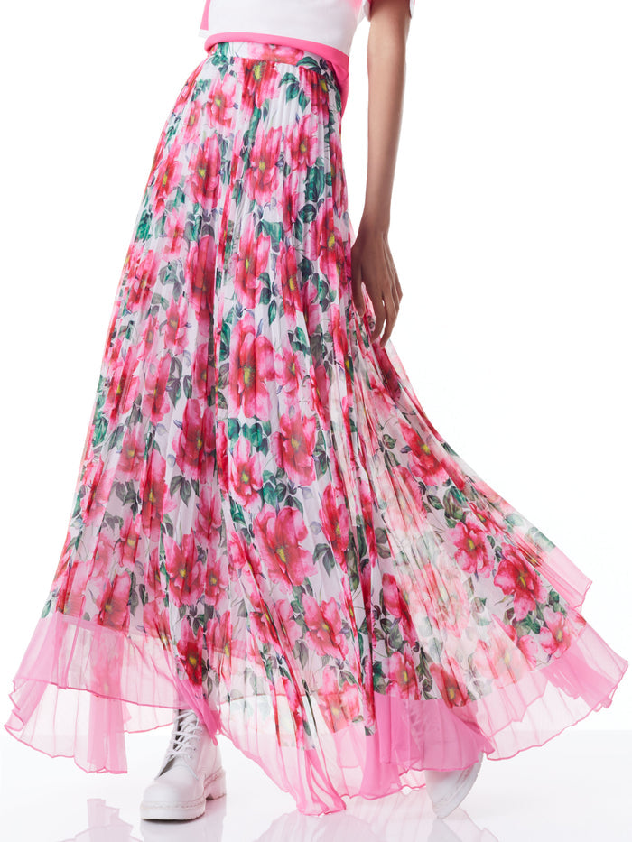 KATZ PLEATED MAXI SKIRT - HIGH TEA FLORAL