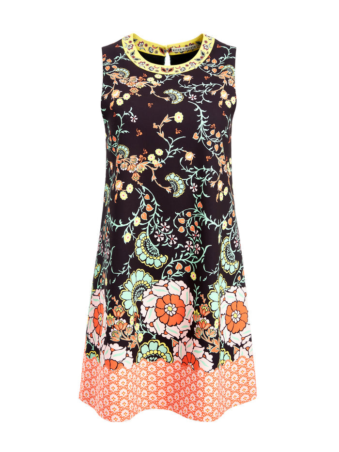 KEATON CREW NECK MINI SHIFT DRESS - VINELANDS MULTI