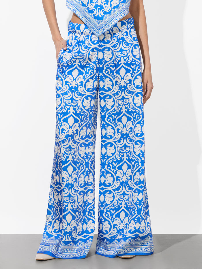KEEGAN PULL ON WIDE LEG PANT - SOIREE TRUE BLUE