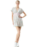 KEELA SMOCKED WAIST MINI DRESS - MONTEREY DITSY SOFT WHITE