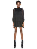 KELLYANN SMOCKED MINI DRESS - BLACK