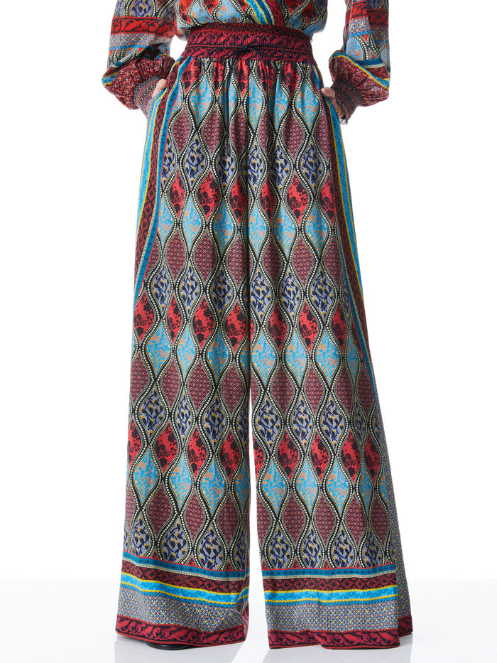 KENLEY PALAZZO DRAWSTRING PANT - JEWEL MULTI