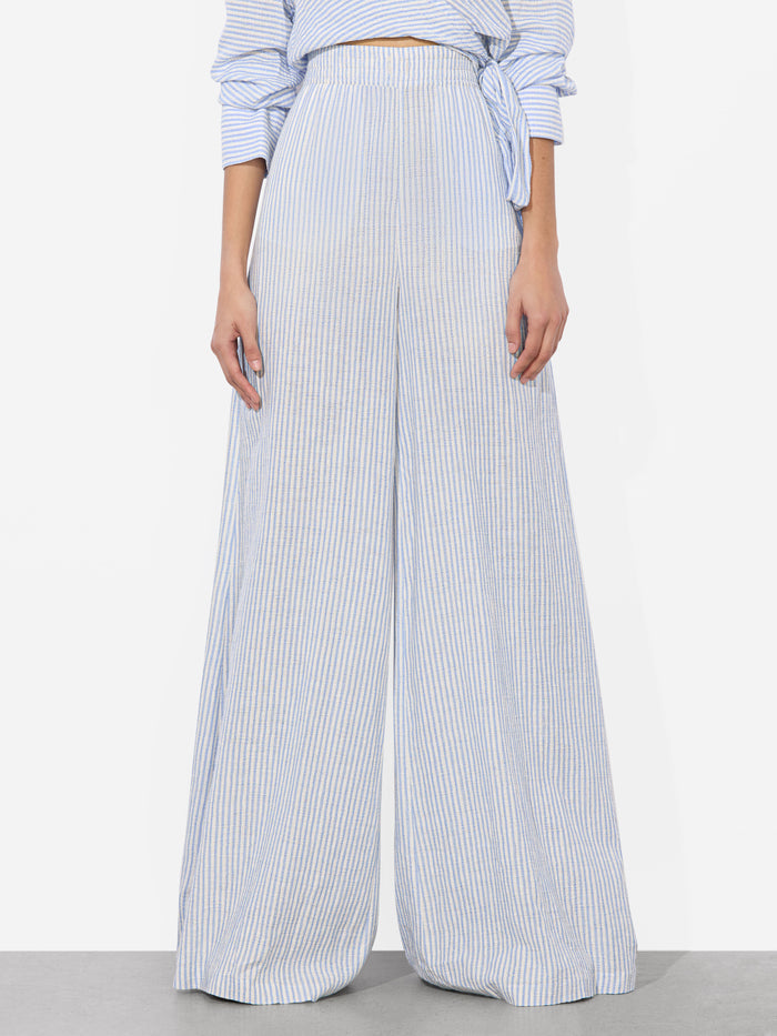 KENLEY PALAZZO PANT - OFF WHITE/BLUE