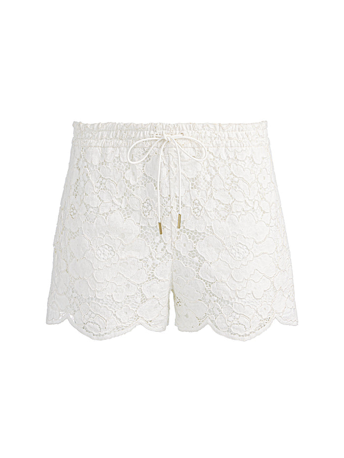KENLEY PULL UP LACE SHORT - OFF WHITE