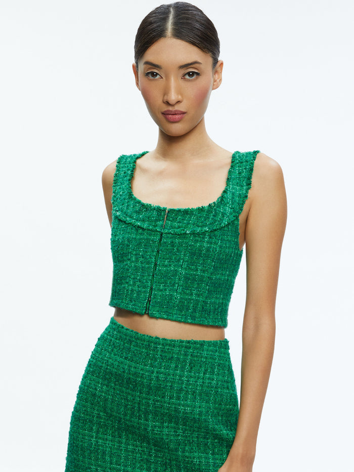 KENSIE SCOOP NECK CROPPED BUSTIER - LIGHT EMERALD