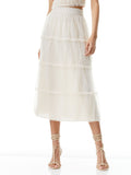 KENYA GATHERED MIDI SKIRT - CHAMPAGNE