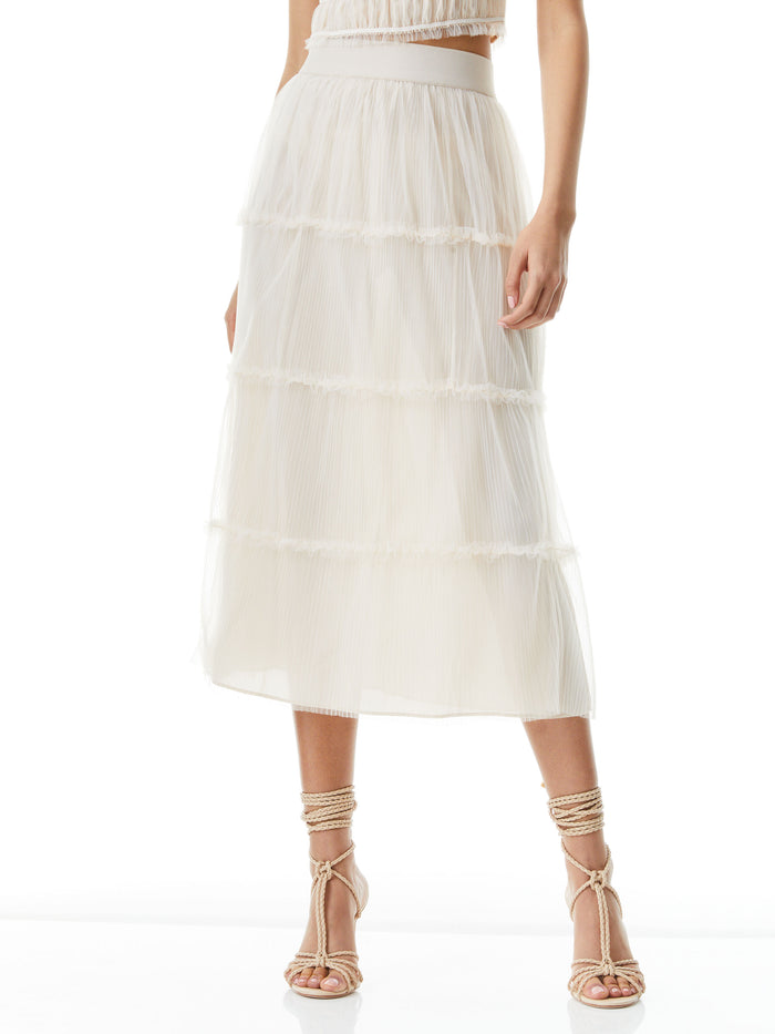 KENYA GATHERED MIDI SKIRT - CHAMPAGNE