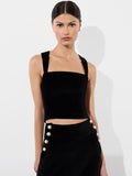 KERIA VELVET TANK - BLACK