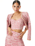 KIDMAN CROPPED JACKET WITH CHAIN TRIM - OFF WHITE/RASPBERRY