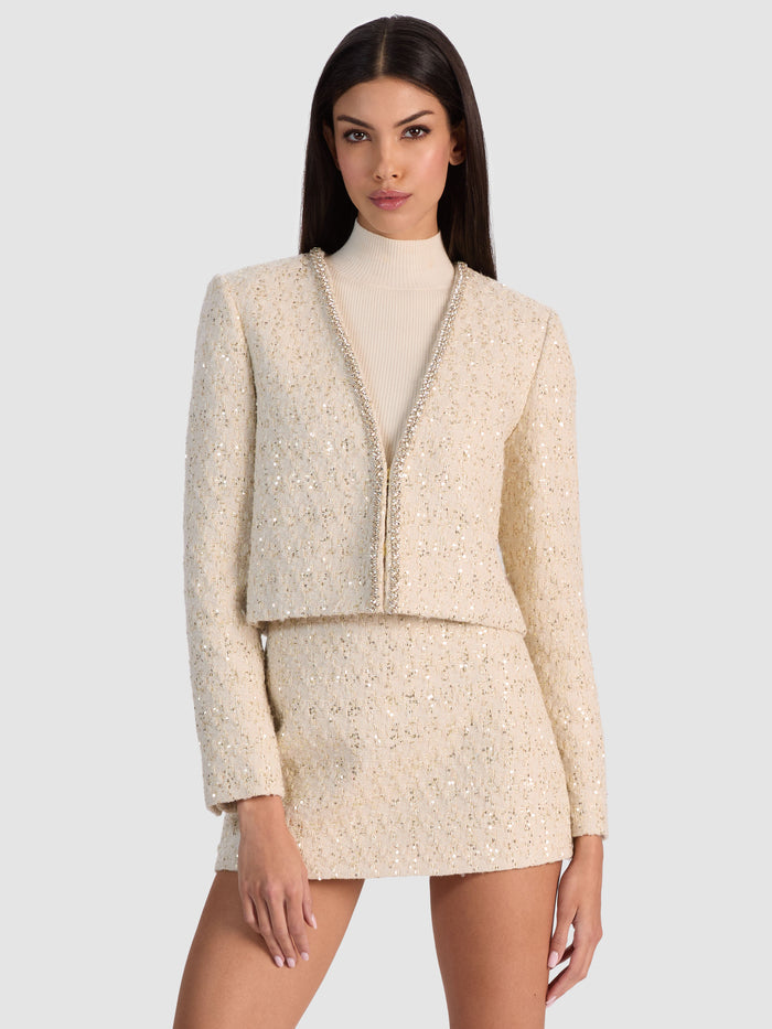 KIDMAN EMBELLISHED TWEED JACKET - NATURAL