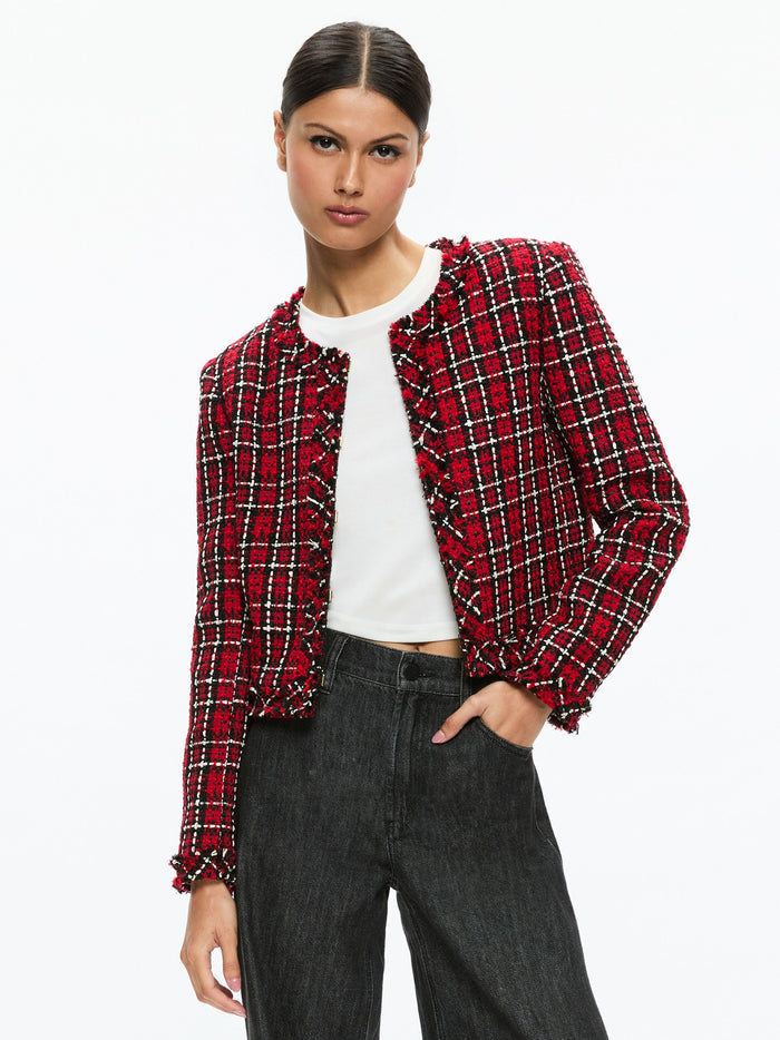 KIDMAN JACKET - SCHOOLGIRL PLAID BRIGHT RUBY