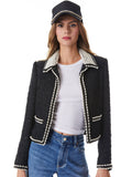 KIDMAN PEARL EMBELLISHED COLLARED JACKET - BLACK