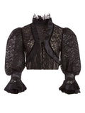 KINGSTON CROPPED LACE BLOUSE - BLACK