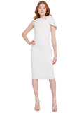 KIRO RUFFLE SHOULDER MIDI DRESS - WHITE