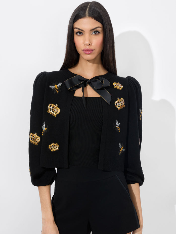 KITTY BEE CARDIGAN - BLACK